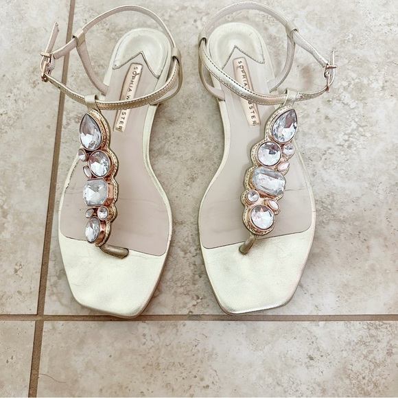 SOPHIA WEBSTER Ritzy Embellished Metallic Leather Thong Sandals size 7 - Picture 4 of 9